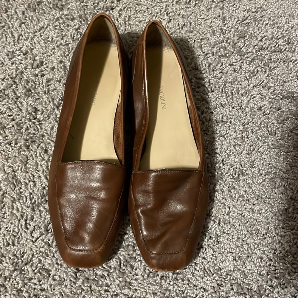 Brown leather loafers